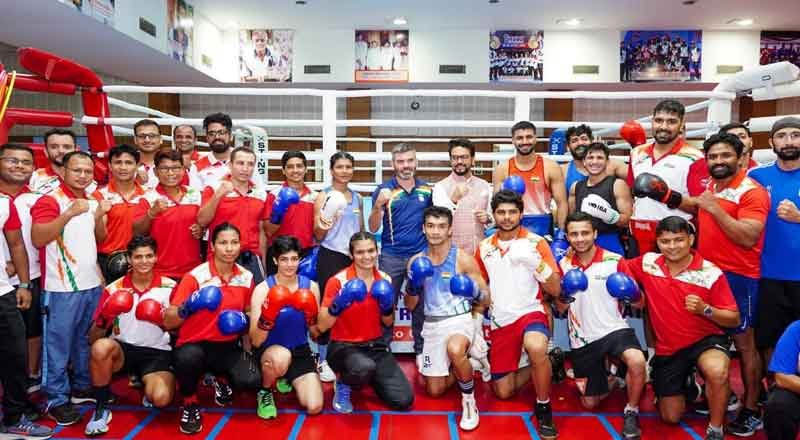 Union minister also interacted with Asian games bound athletes